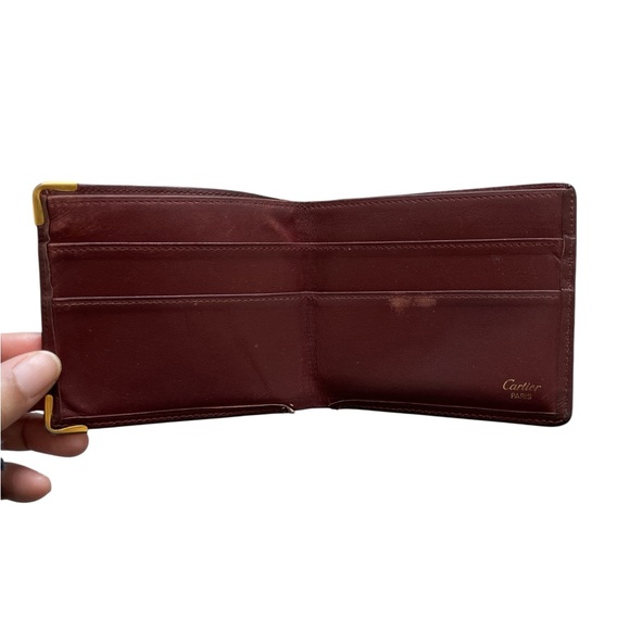 Cartier Vintage Burgundy Leather Wallet with Gold Accents (Project)